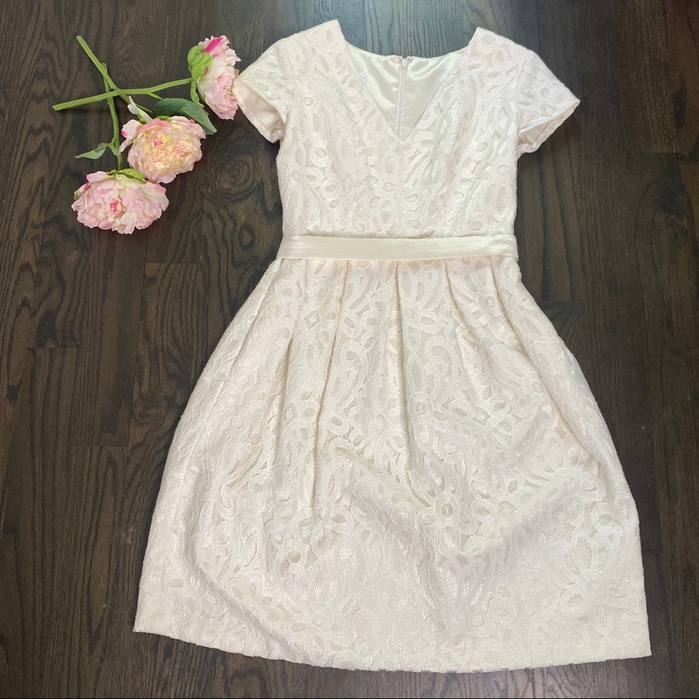 Dessy Collection ivory lace gown Sz 8